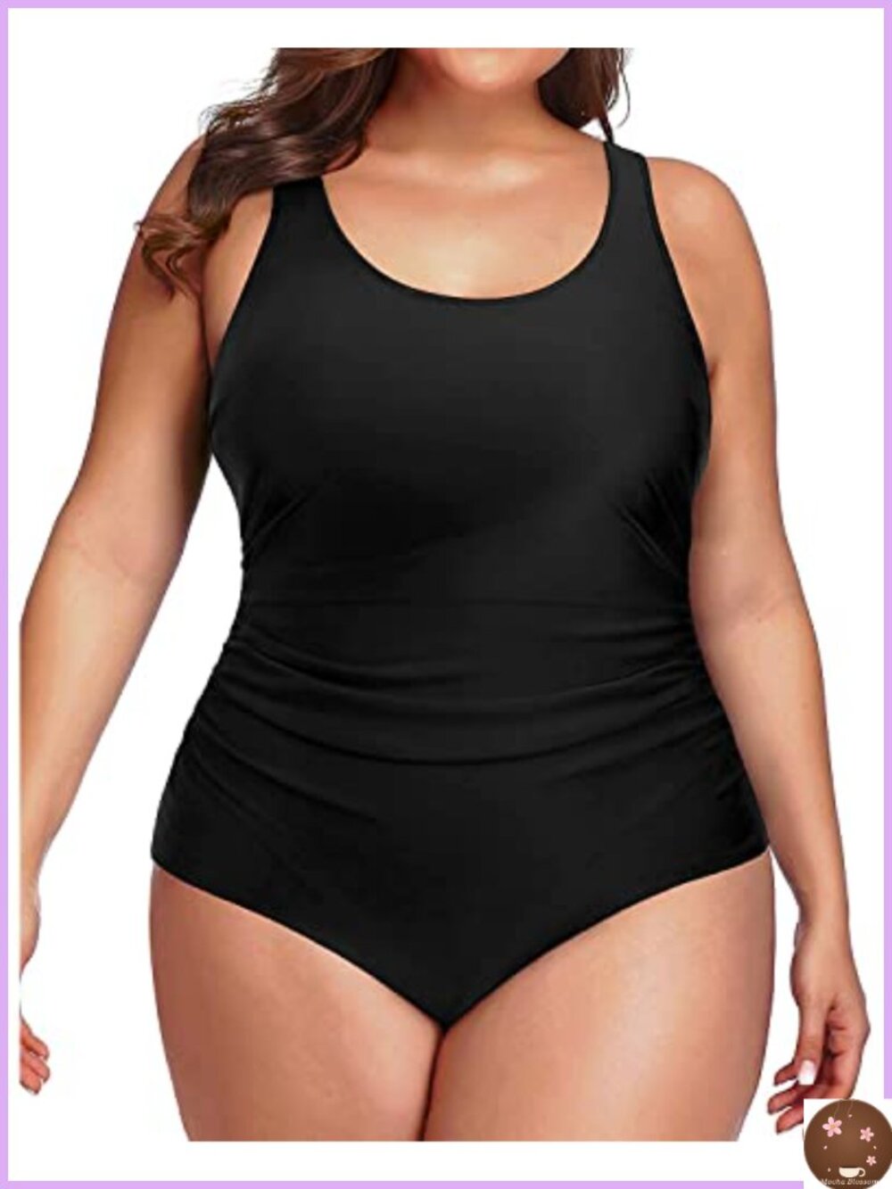 Plus Size Athletic One Piece Swimsuit Tummy Control Ruched